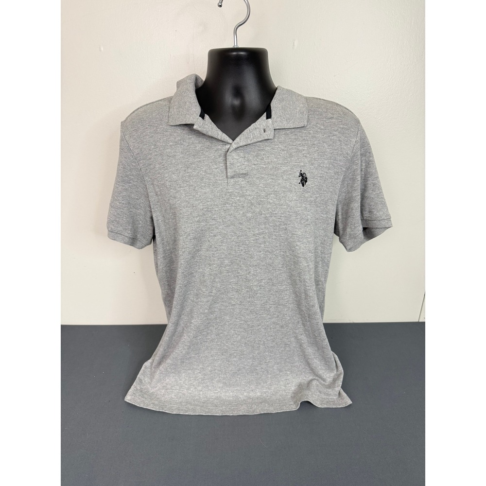 U.S. Polo Assn Polo Shirt Mens Medium Luxury Feel Heather Gray Short Sleeve Logo
